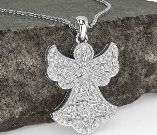 Diamond White Gold Celtic Trinity Knot Necklace