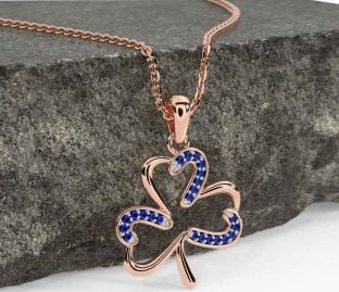 Sapphire Rose Gold Silver Shamrock Necklace