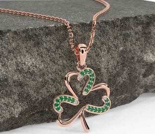Emerald Rose Gold Shamrock Necklace