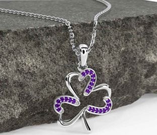 Amethyst White Gold Shamrock Necklace