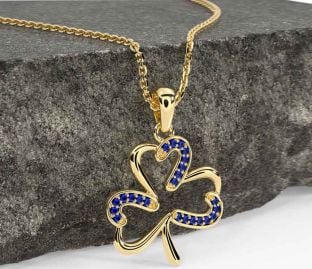 Sapphire Gold Shamrock Necklace