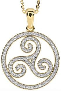 Diamond Gold Silver Celtic Necklace