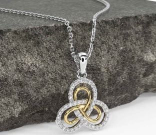 Diamond Gold Silver Celtic Necklace
