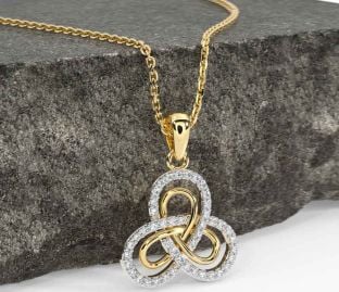 Diamond Gold Silver Celtic Necklace