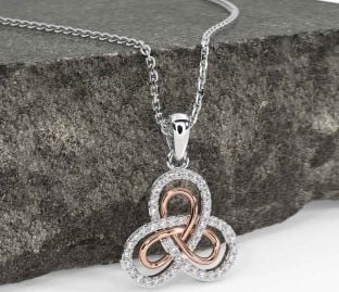 Diamond White Rose Gold Celtic Necklace