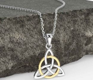 Gold Silver Celtic Trinity Knot Necklace