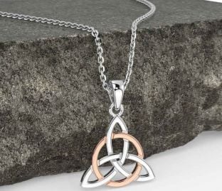 White Rose Gold Celtic Trinity Knot Necklace