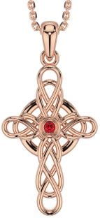 Ruby Rose Gold Silver Celtic Cross Necklace