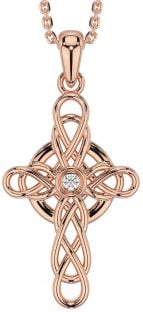 Diamond Rose Gold Celtic Cross Necklace