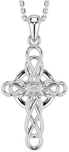 Diamond White Gold Celtic Cross Necklace