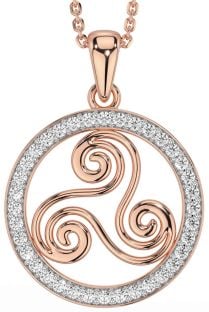 Diamant Rose Gold Silber keltisch Halskette