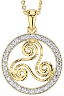 Diamond Gold Silver Celtic Necklace