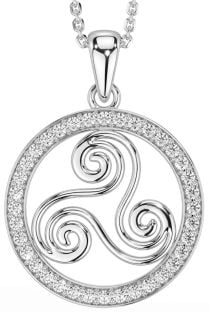 Diamond Silver Celtic Necklace