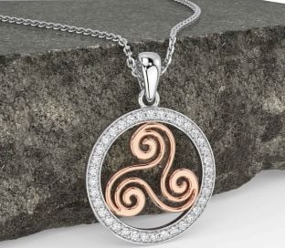 Diamond White Rose Gold Celtic Necklace
