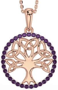 Alexandrite Rose Gold Silver Celtic Tree of Life Trinity Knot Necklace