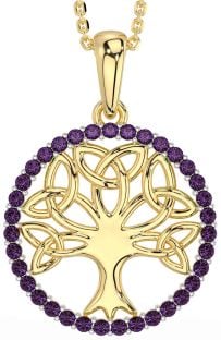 Alexandrite Gold Silver Celtic Tree of Life Trinity Knot Necklace