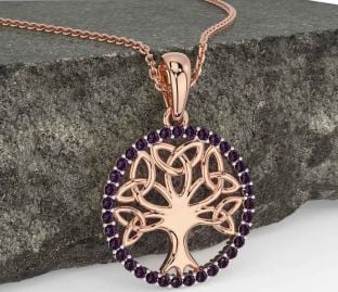 Alexandrite Rose Gold Celtic Tree of Life Trinity Knot Necklace