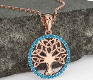 Topaz Rose Gold Celtic Tree of Life Trinity Knot Necklace