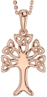 Rose Gold Silver Celtic Tree of Life Trinity Knot Necklace