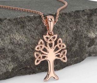 Rose Gold Silver Celtic Tree of Life Trinity Knot Necklace