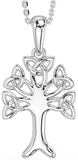 Silver Celtic Tree of Life Trinity Knot Necklace