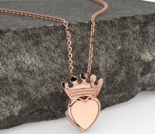 Rose Gold Silver Claddagh Necklace