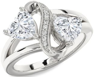 Diamond White Gold Infinity Two Heart Ring