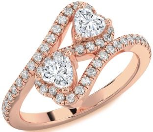 Diamond Rose Gold Infinity Two Heart Ring