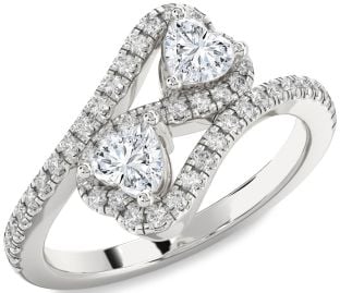 Diamond Platinum Infinity Two Heart Ring