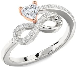 Diamond Platinum & Rose Gold Infinity Heart Ring