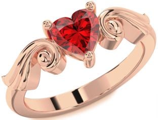 Ruby Rose Gold Heart Solitaire Engagement Ring