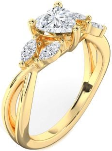 Diamond Gold Silver Heart Engagement Ring