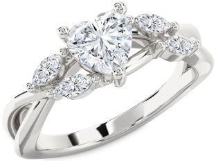 Diamond White Gold Heart Engagement Ring