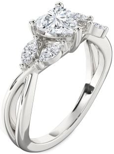 Diamond White Gold Heart Engagement Ring
