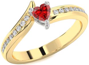 Diamond Ruby Platinum & Yellow Gold Heart Pave Promise Ring