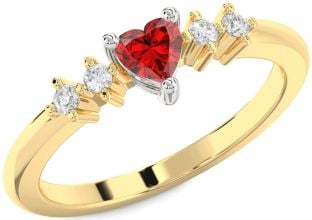 Diamond Ruby Platinum & Yellow Gold Heart Promise Ring