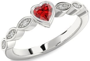 Diamond Ruby Platinum Heart Promise Ring