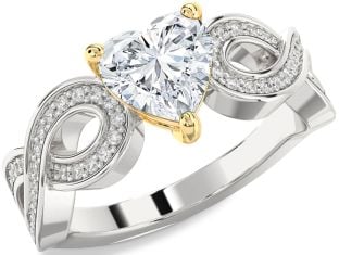 Diamond Platinum & Yellow Gold Heart Infinity Solitaire Engagement Ring