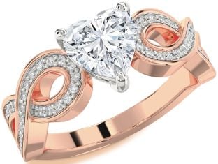 Diamond Platinum & Rose Gold Heart Infinity Solitaire Engagement Ring