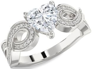 Diamond Platinum Heart Infinity Solitaire Engagement Ring