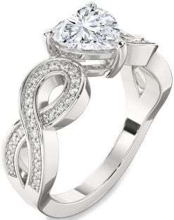 Diamond Platinum Heart Infinity Solitaire Engagement Ring