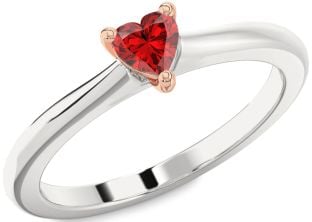 Ruby Platinum & Rose Gold Heart Promise Ring