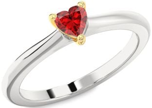 Ruby Platinum & Yellow Gold Heart Promise Ring