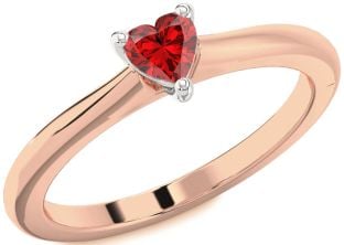 Ruby Platinum & Rose Gold Heart Promise Ring