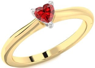 Ruby Platinum & Yellow Gold Heart Promise Ring