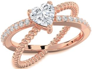 Diamond Rose Gold Heart Solitaire Pave Engagement Ring