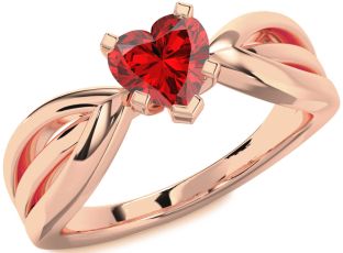 Ruby Rose Gold Heart Solitaire Engagement Ring