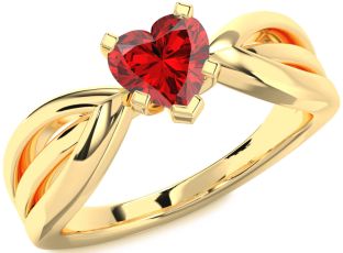 Ruby Gold Heart Solitaire Engagement Ring
