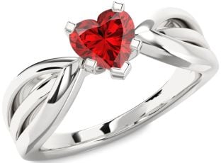 Ruby Platinum Heart Solitaire Engagement Ring