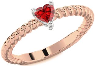 Ruby Platinum & Rose Gold Heart Promise Ring